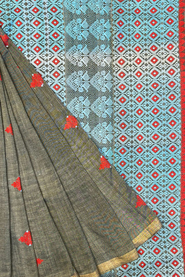 Grey Assam Weaves Cotton & Eri Silk Saree